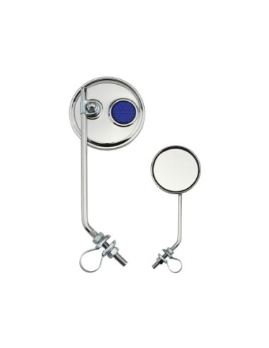 Round Mirror Chrome Blue Reflectors.